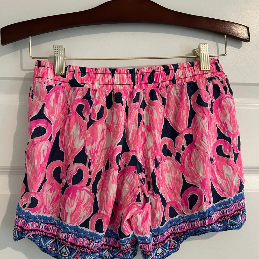 Lilly Pulitzer Katia Flamingo Shorts Pink Blue Size XS